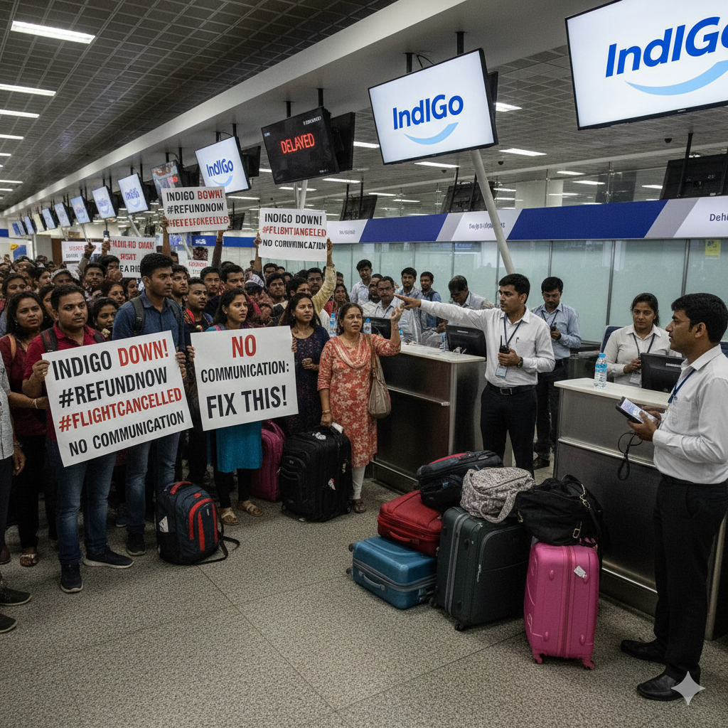 ✈️ IndiGo Flight Disruptions & Passenger Protest gemini generated image d5kvd2d5kvd2d5kv